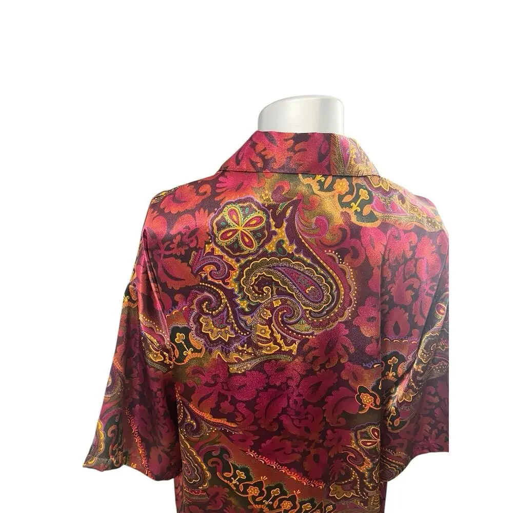 Vtg Victoria's Secret Gold Label Paisley Sleep Shirt L Nightgown Loungewear y2k
